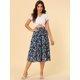 thumbnail image 3 of Allegra K Falda Midi Para Mujer Faldas Con Gradas Casuales Con Cintura Elástica Y Una Línea Azul oscuro S, 3 of 6
