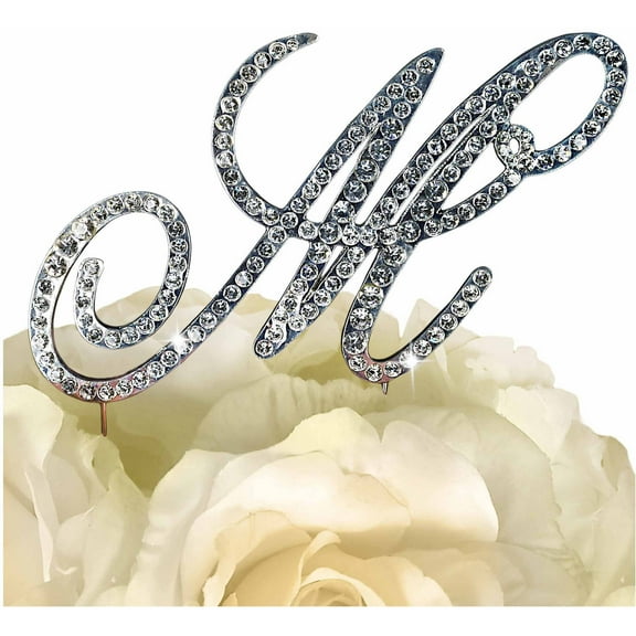 Unik Occasions Victorian Rhinestone Wedding Cake Topper, Silver