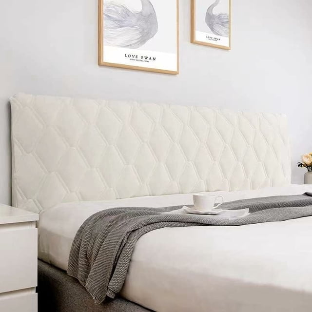 Washable Dustproof Headboard Cover, Beige, 160cm, Stretch Side Protector