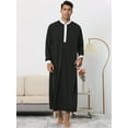 thumbnail image 2 of Unique Bargains Men's Nightshirt Contrast Color Banded Collar Long Sleeves Nightgown L Black, 2 of 6