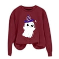 thumbnail image 1 of NMMUED Chandail d'Halloween pour Femmes, Chandails Surdimensionnés pour Femmes, Col Rond d'Halloween, Hauts Mignons pour Femmes, Chandails d'Halloween pour Femmes, Chandails Graphiques pour Femmes, Bourgogne 3TG, 1 of 4