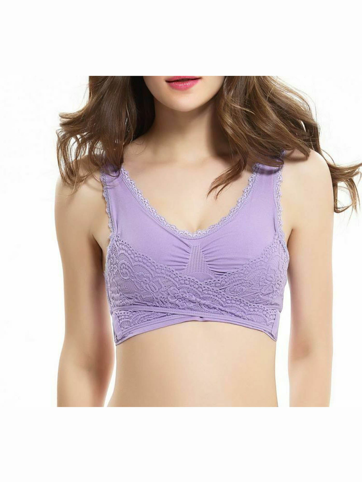Women Adjustable Front Cross Side Buckle Lace Vest Wireless Yoga Sports Bra