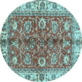 thumbnail image 1 of Ahgly Company Indoor Round Abstract Light Blue Modern Area Rugs, 5' Round, 1 of 4