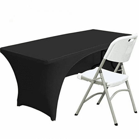 

TIMPCV Spandex Table Cover 6 FT. Fitted Polyester Tablecloth Stretch Table Cover Table Topper Open Back - Black