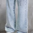 thumbnail image 4 of WILLBEST Jeans Mujer Pantalones Vaqueros Desgastados de Cintura Alta Con Pedrería y Pierna Ancha para Mujer, Pantalones Largos Informales Holgados Mediana, 4 of 5