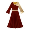 thumbnail image 7 of ZDHoor Kids Girls Gold Color Block Praise Dance Dress Church Loose Christian Worship Dance Tunic Dress Red 14, 7 of 7