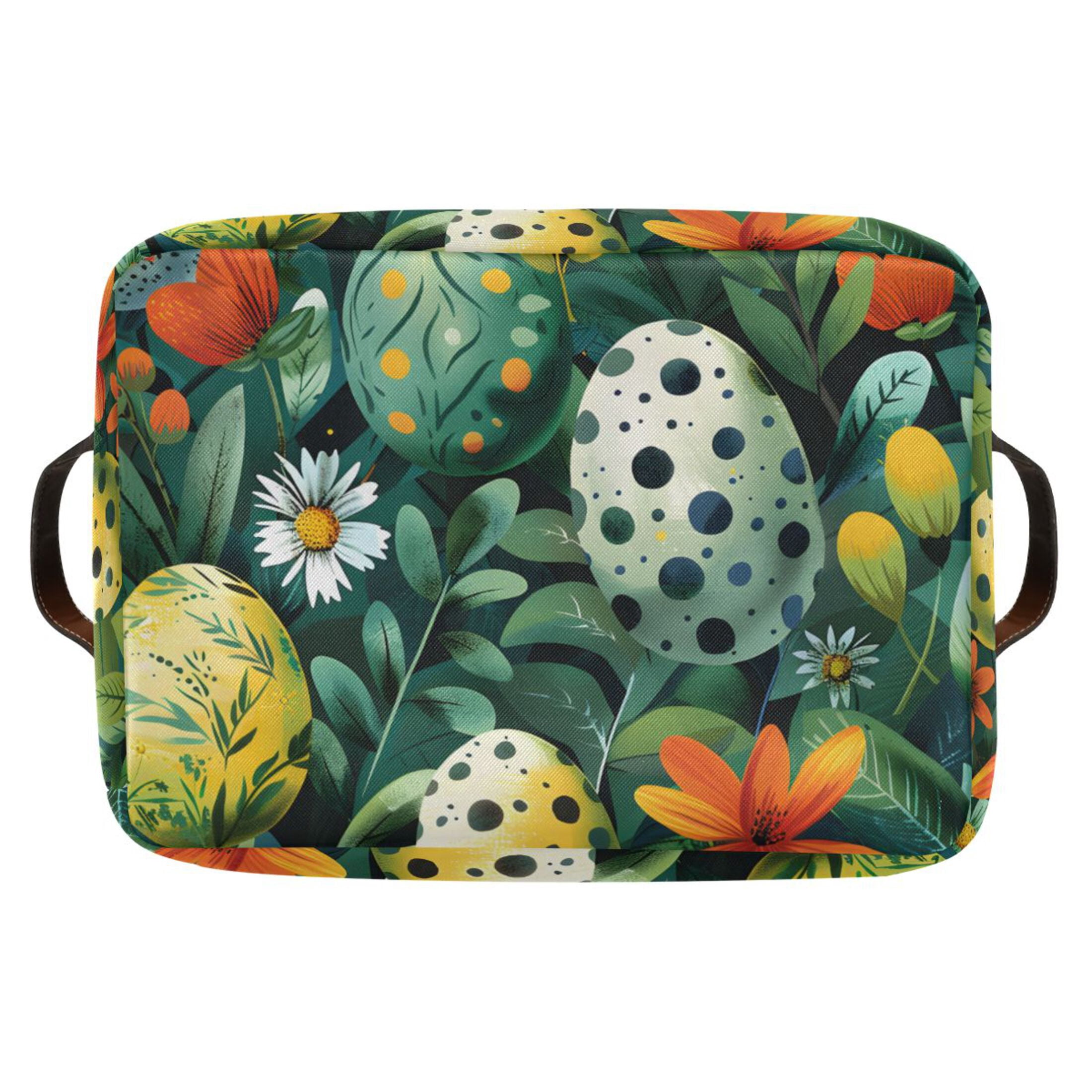 Ryvnso Easter Eggs in Floral Storage Basket Large Bin Foldable Boxes Toys Organizer 14.2x10.2x8.3in 2 PCs