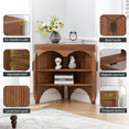 thumbnail image 2 of LEFHDA Mid-Century Modern Corner Cabinet, 30" Tall 2-Tier Storage with Curved Doors & Adjustable Shelves for Bathroom, Living Room, Entryway (Walnut), 2 of 6