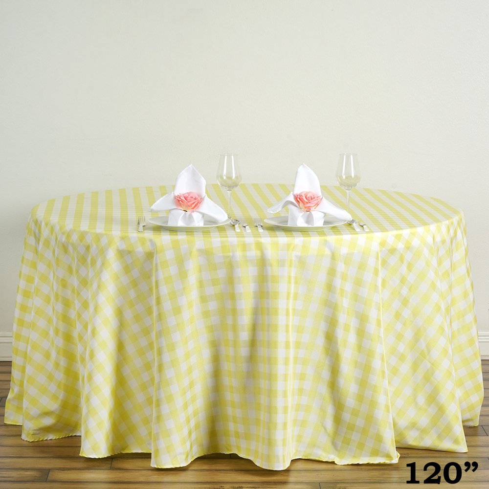 BalsaCircle 120 inch Round Gingham Checkered Polyester Tablecloth
