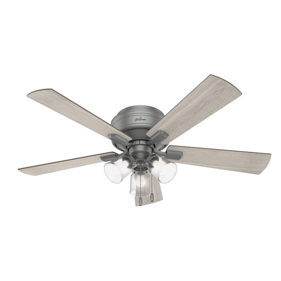 Hunter Fans 52" Crestfield Lighted Ceiling Fan Matte Silver with Light Gray Oak Blades and Integrated LED