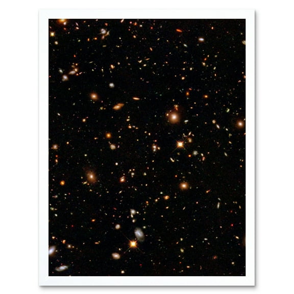 Hubble Space Telescope Image A Look Into The Universe's Past Ultra Deep Field Near Infrared View Of Distant Galaxies Billions Of Light Years Away Art Print Framed Poster Wall Decor 12x16 inch