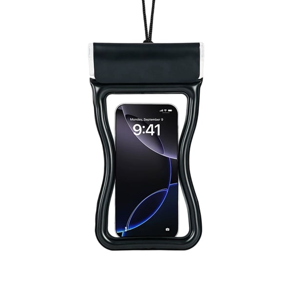 Leeye Waterproof Phone Pouch with Neck Lanyard, Universal Dry Bag for Beach Pool and Outdoor Activities, Touch Screen Compatible, Black, 9.65x5.12x0.39in