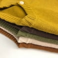 thumbnail image 4 of IVEYRTF Kids Sweater Solid Color Spring Fall Long Sleeved Fleece Knit Button Cardigan Long Sleeved Round Neck Soft Sweater for Children 3-8 Years(Coffee,6 Years), 4 of 7