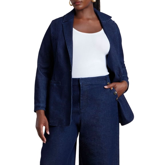 ELOQUII Women's Plus Size Denim Blazer