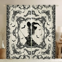 Castle Fairy Teenager Halloween Witch Black Out Curtains,Spooky Animal Curtains Pack of 2 (42x63 Each),Bohemian Damask Bedroom Curtains,Super Cozy Festival Room Decor