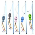 thumbnail image 2 of Funny Cat Toy Blue Rod Colored Stick Ribbon Fish Type Pet Interactive Toy Cats Teaser with Bell Kitten Fishing Wand #446361, 2 of 8