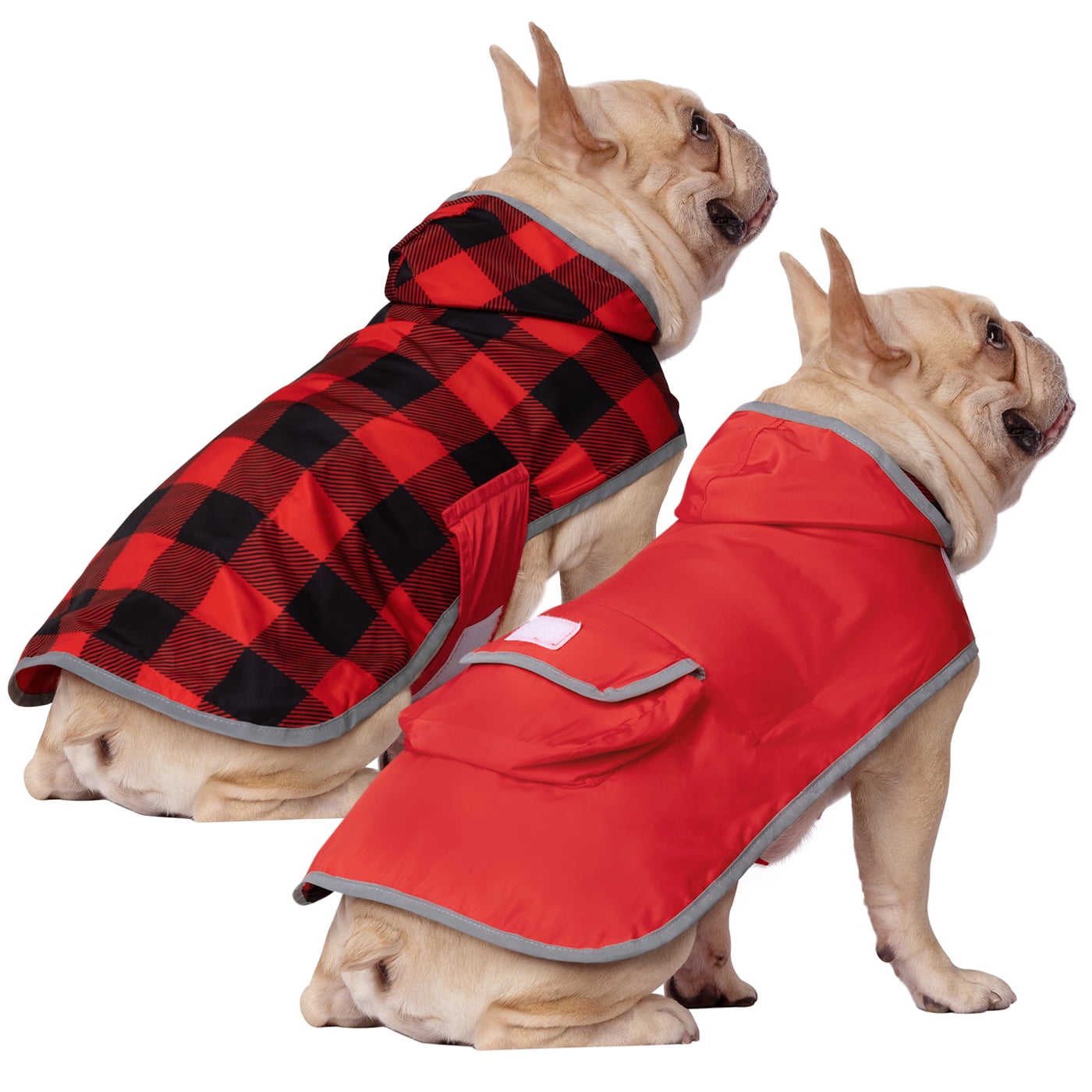 VICTORIE Dog Waterproof Raincoat Rain Jacket Poncho Rainwear Reflective 3 in 1 Large Medium Small Dog Red XL