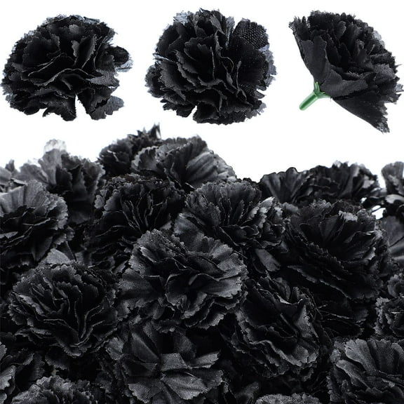 100 Pcs Marigold Flower Head, Artificial Marigold Flowers Halloween Flower Day of The Dead Decoration for Diwali Indian Decor DIY Wreath Garland Craft (2 Inch, Black)