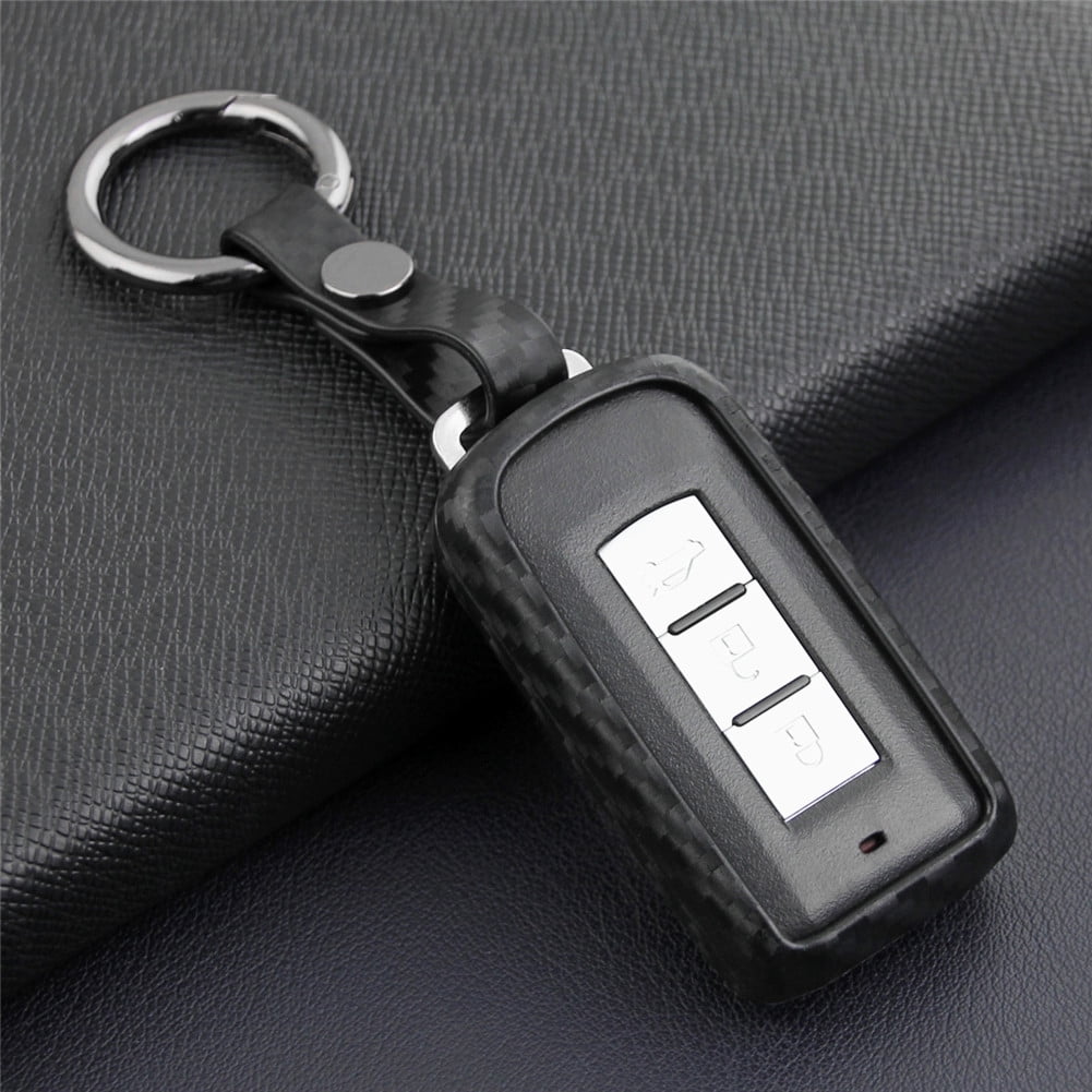 Silicone Carbon Fiber Smart Key Case Cover For Mitsubishi Outlander Sport//ASX
