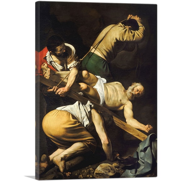 ARTCANVAS Crucifixion of Saint Peter 1600 Canvas Art Print by Caravaggio - Size: 26" x 18" (0.75" Deep)