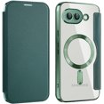 thumbnail image 1 of KOMI Premium PU Leather Wallet Flip Case for Google Pixel 9A - Business Classic Solid Color, Magnetic TPU Shell, Wireless Charging Green, 1 of 4