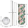 thumbnail image 2 of Floral Tumbler with Lid and Straw Floral Mug Flower Travel Coffee Cup 20 OZ Rose Plant Double Wall Insulated Tumbler Water Bottle Floral Gifts for Birthday Valentine, 2 of 6