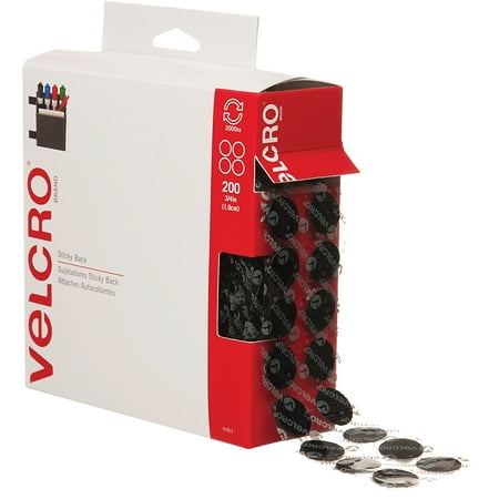 Velcro Dots Loop - Velcro VEL152 Hook and Loop Dot Tape Combo Pack, 3/4 Diameter, Black Case of 200