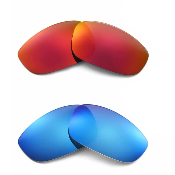 Walleva 2 Paris Polarized Replacement Lenses for Oakley Split Jacket OO9099 Sunglasses Fire Red   Ice Blue