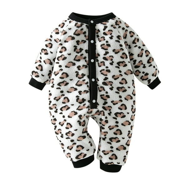 TBWNWG Girl Overalls,Baby Girls Boys Cartoon Leopard Print Jumpsuit Romper Winter Warm Clothes Girls Spring Outfits Size 6-9 Months