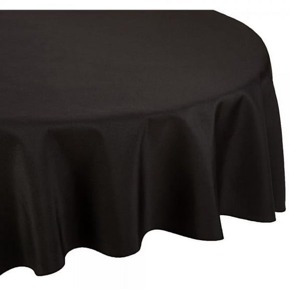 LinenTablecloth 108-Inch Round Polyester Tablecloth Black