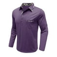 thumbnail image 4 of Mens T-shirts Men's Shirt Casual Long Sleeve Classic Plaid Button Tees With Pockets Mens Short Sleeved Tees Yoga Fit Ling Sleeve T Shirt Tops Men Work Casual Lady Athletic Wear Medium Purple 3XL, 4 of 6