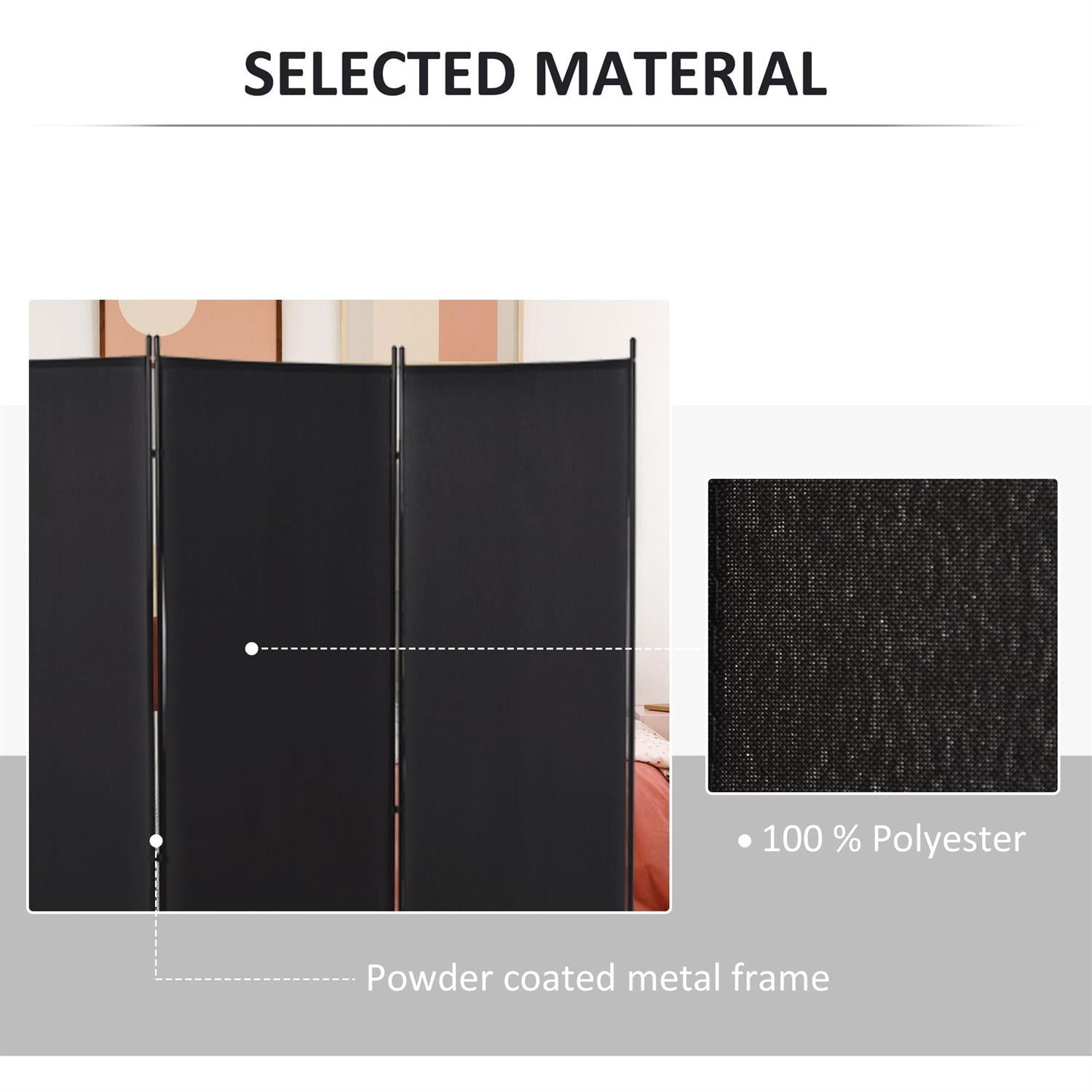 Demi Bonn 6ft Room Divider Screen, Privacy Panel for Home Office Decor, 3-Panel Design for Indoor Use, Space Separation, Black