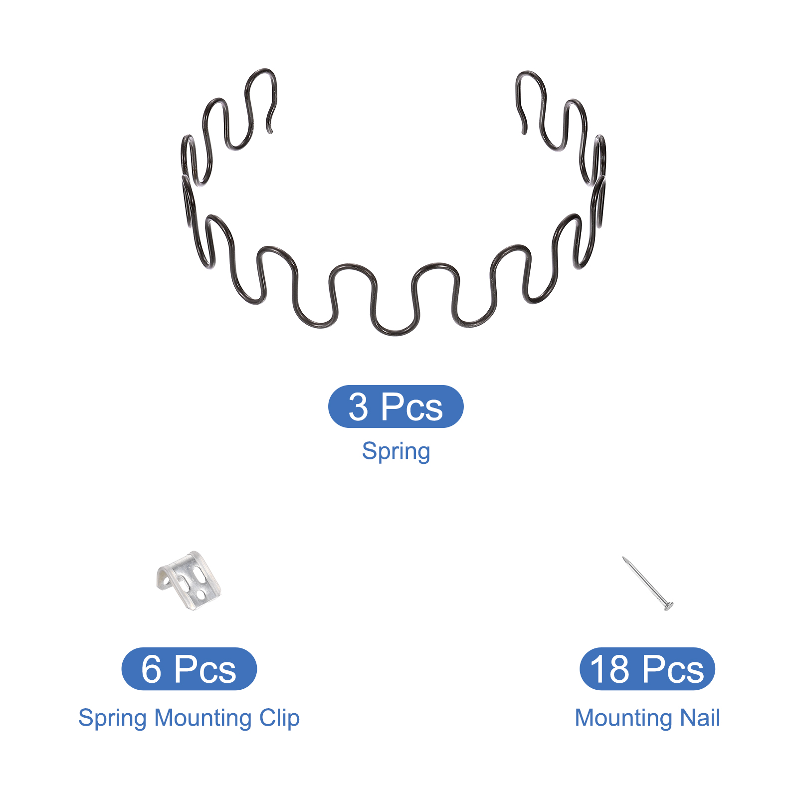 Uxcell 4-Set Sofa Spring Replacement Kit – 23.6” Repair Springs With Clips & Nails For Recliners And Chairs