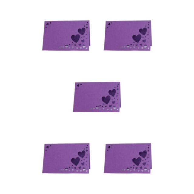 Redempat 1/2/3/5 50pcs Add Touch Of Sophistication With Heart Hollow Table Namecards Empty deep purple 5PCS