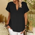 thumbnail image 4 of Rezuofi 2 Pcs Summer Tops for Women 2025 Casual Short Sleeve Cotton Linen Shirts Button V Neck Tunic Blouse Beach Vacation Clothes, 4 of 8