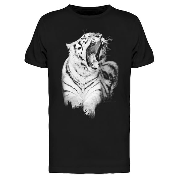 White Tiger Yawning T-Shirt Men -Image by Shutterstock, Male 3X-Large