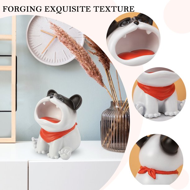 Adorno De Almacenamiento Para Perros Resina Shiba Inu Estatua Adornos Bulldog Francés Entrada Clave Almacenamiento Decoración (D) Likrtyny Libre de BPA