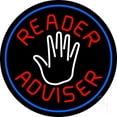 thumbnail image 1 of Red Reader Advisor And White Palm Blue Border LED Neon Sign 18 X 18 - inches Black Square Cut Acrylic Backing, with Dimmer - Bright and Premium built indoor LED Neon Sign for Storefront., 1 of 7