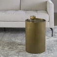 thumbnail image 2 of Uttermost Adrina Textured Reeded Exterior Drum Aluminum Accent Table in Gold, 2 of 3