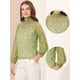 thumbnail image 2 of Blusas de manga larga de encaje para mujer Blusas florales elegantes con cuello con volantes Verde Claro2 S, 2 of 5