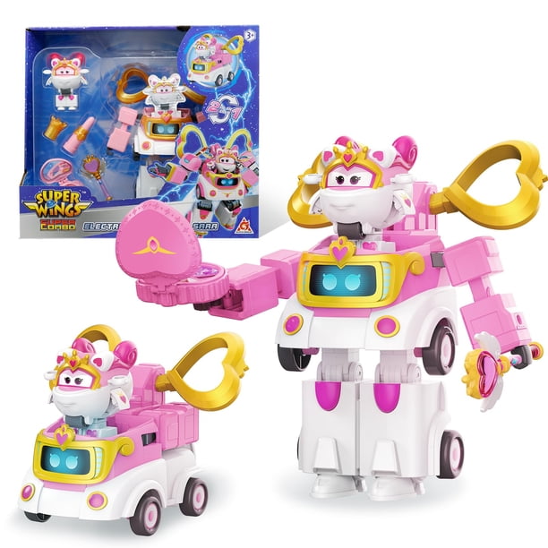 Super Wings Auto Robot Transformable de 15 cm Rosa