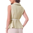 thumbnail image 3 of CHALECO DE OFICINA CON CINTURÓN Y HEM PEPLUM SIN MANGAS DE LENGÜETA PARA MUJERES INSPIRAR CHIC COLOR BEIGE, 3 of 6