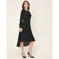 thumbnail image 3 of Moomaya Solid Rayon Long Sleeve Fit & Flare Dress - Round Neck Casual Dress, 3 of 9
