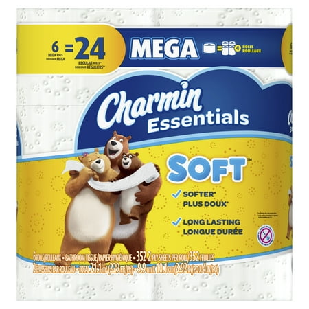 Charmin Essentials Soft Toilet Paper, 6 Mega Rolls