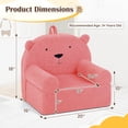 thumbnail image 3 of Costway Kids Bear Sofa Toddler Foam Couch with Soft Fleece Fabric Cover Pink, 3 of 10