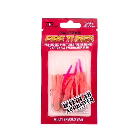 Pautzke Fire Tubes Fishing Bait Pink with Hooks Included