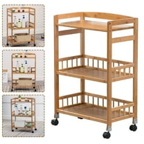 3 Tier Bamboo Kitchen Serving Cart Bar Food Storage Organizer Rack Home Rolling Trolley