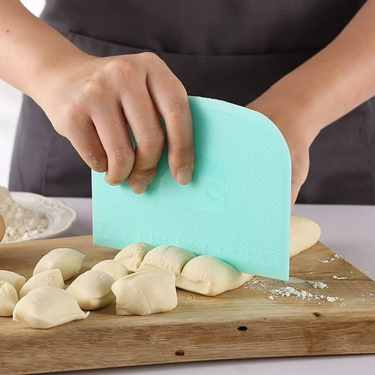 3Pack Silicone Dough Scraper,Flexible Nonslip Practical Plastic Bowl  Scrapers,Multipurpose Kitchen Baking Tools Dough Cutter for Bread Pizza  Cake