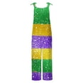 thumbnail image 4 of Moxiu Women's Mardi Gras Jumpsuit Wide Leg Patchwork Sequin Graphic Overalls Plus Size Adjustable Strappy Loose Fit Rompers 2025 Multicolor,XXXXL, 4 of 5