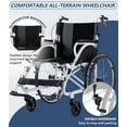 thumbnail image 4 of YEBEI Folding Lightweight Transport Wheelchair Foldable Self-Propelled Wheelchair with Double-Brake Design for Adults Large Rear Wheel Support 230Lbs White, 4 of 10